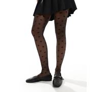 New Look - Collant neri con stampa di cuori-Nero S-M