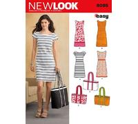 New Look Easy Sewing Pattern 6095-Cartamodello per Abiti e Borse da Donna, Taglia A (10-12-14-16-18-20-22), Multicolore