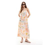 New Look - Italy - Vestito a trapezio midi color crema con stampa-Bianco 38