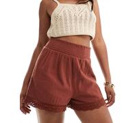 New Look - Pantaloncini marroni con fondo in pizzo-Rame 48