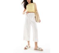 New Look - Pantaloni corti bianchi in misto lino-Bianco 42