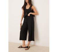 New Look - Pantaloni corti in misto lino neri-Nero 44