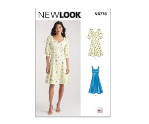 NEW LOOK Paper Pattern UN6776A - Cartamodello per abito da donna con maniche varie (40-42-44-46-50)