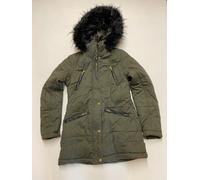 New Look Parka Invernale Con Cappuccio In Pelliccia Verde Khaki UK 6 (ccc195)