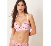 New Look - Reggiseno rosa a cuori floccati a mezza coppa 32DD