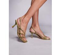 New Look - Sandali con tacco kaki asimmetrici con fibbie-Verde 36