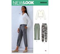 New Look UN6644A Cartamodello N6644 per Pantaloni Cargo e Maglia da Donna, Carta, Bianco, Variabile