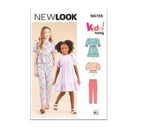 New Look UN6739A Vestito per bambini e ragazze, top e pantaloni A (3-4-5-6-7-8-10-12-14)