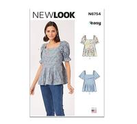 NEW LOOK UN6754A - Maglietta da donna con maniche varianti, taglia A, taglia 8-10-12-14-16-18