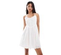 New Look - Vestito corto bianco con cuciture a vista e spalline sottili 42