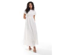 New Look - Vestito midi bianco a fiori con arricciature e incrocio sul retro 50