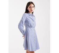 New Look - Vestito skater corto stile camicia blu a righe 40