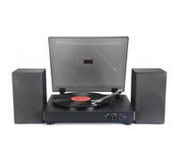 Majestic TT 64 - Giradischi 33/45 giri, wireless audio in ingresso e uscita, altoparlanti stereo esterni da 30W, Ingresso USB, Nero