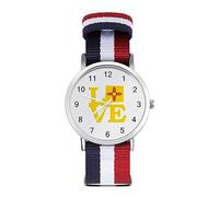New Mexico Flag Love Sport Watch per uomo donna cinturino in nylon orologio da polso analogico al quarzo, Stile:, regular, Cinturino