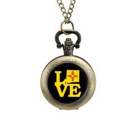 New Mexico Flag Love Vintage orologio da tasca in lega ciondolo orologio collana regalo per uomo donna, stile rame, misura unica