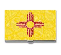 New Mexico State Flag Paisley Pattern Novità Titolari di Biglietti da Visita Sottile Metallo Carte di Credito Nome Caso Portafoglio Organizer per Uomini Donne 9,4 x 5,6 x 0,8 cm, Stile:, Taglia unica