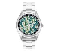 New Mexico Yucca State Flower Fashion orologio da polso al quarzo in acciaio inossidabile con numeri arabi per uomo donna, Stile:, regular, MHXYZHW