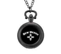 New Mexico Zia Symbol Orologio da tasca vintage in lega ciondolo orologio collana regalo per uomo donna, Stile nero, misura unica