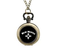 New Mexico Zia Symbol Orologio da tasca vintage in lega ciondolo orologio collana regalo per uomo donna, stile rame, misura unica