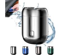 New Model Mini Dual Head Electric Shaver, 2025 New Mini Razor Dual-Head Portable, Double Head Razor, Pocket Size Washable Electric Razor, Double-Ring Magnetic Cutter, Unisex (Silver)