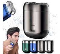 New Model Mini Dual-Head Electric Shaver, Mini Dual Head Electric Razor, Beard Shaver Mini and Portable Suitcase Design, Double-Ring Magnetic Cutter, Pocket Size Washable Electric Razor (Gray)