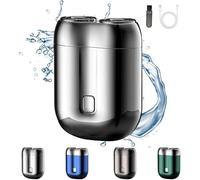New Model Mini Dual-Head Electric Shaver,Mini Portable Electric Shaver,Rechargeable Waterproof Mini Shavers, Pocket Size Compact Electric Shaver for Men (Silver)