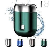 New Model Mini Dual-Head Electric Shaver,Mini Portable Electric Shaver,Rechargeable Waterproof Mini Shavers, Pocket Size Compact Electric Shaver for Men (Green)