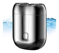 New Model Mini Dual-Head Electric Shaver, Mini Razor Dual Head Portable, Pocket Size Washable Electric Razor, Rechargeable Waterproof Compact Electric Shaver for Men (Silver)