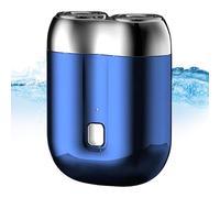New Model Mini Dual-Head Electric Shaver, Mini Razor Dual Head Portable, Pocket Size Washable Electric Razor, Rechargeable Waterproof Compact Electric Shaver for Men (Blue)