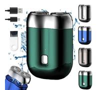 New Model Mini Dual-Head Electric Shaver,Mini Shaver,Rechargeable Waterproof Compact Electric Shaver for Men (Green)