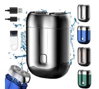 New Model Mini Dual-Head Electric Shaver,Mini Shaver,Rechargeable Waterproof Compact Electric Shaver for Men (Silver)
