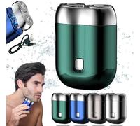 New Model Mini Dual-Head Electric Shaver,Washable Waterproof Compact Electric Shaver for Men,USB Rechargeable Portable Electric Razor,Double-Ring Magnetic Cutter,for Home,Car,Travel (Green)