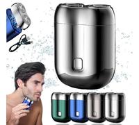 New Model Mini Dual-Head Electric Shaver,Washable Waterproof Compact Electric Shaver for Men,USB Rechargeable Portable Electric Razor,Double-Ring Magnetic Cutter,for Home,Car,Travel (Silver)
