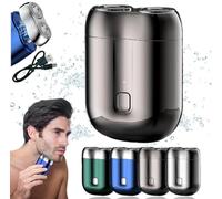 New Model Mini Dual-Head Electric Shaver,Washable Waterproof Compact Electric Shaver for Men,USB Rechargeable Portable Electric Razor,Double-Ring Magnetic Cutter,for Home,Car,Travel (Grigio)