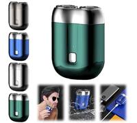 New Model usb Mini Dual-Head Electric Shaver,Powerful Electric Razor for Men,Wet and Dry Mens Razor,Pocket Size Shaver,Rechargeable Waterproof Compact Electric,Easy One-Button Use (Green)