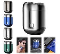 New Model usb Mini Dual-Head Electric Shaver,Powerful Electric Razor for Men,Wet and Dry Mens Razor,Pocket Size Shaver,Rechargeable Waterproof Compact Electric,Easy One-Button Use (Silver)