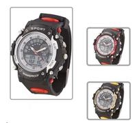 New-Montres Carlo Sport Ana-Digitale Dual Time Nero, Giallo, Rosso Watch -81006