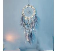 New Moon Dream Catcher Feather Wind Chimes Hand-woven Wall Bedroom Hanging Ornaments Birthday Festival Home Decoration Crafts(B)