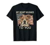New My Heart Belongs To You Dog And USA Bandiera Retro Design Maglietta