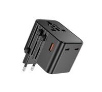New Net - Adattatore da Viaggio Internazionale: 2 USB-C PD 25W e 1 USB-A 18W, Spine EU UK US AU, Caricabatterie compatibile con iPad, Presa Universale AC 2300W, Fusibile 10A e Ricambio Incluso