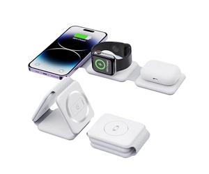 New Net - Alimentatore Wireless 3 in 1 15W compatto e portatile con magnete N52 compatibile con OnePlus, per smartphone, auricolari, wearables, design slim portatile universale