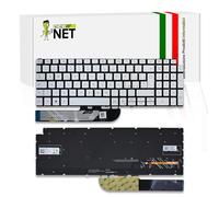 new net - Tastiera Compatibile con dell Inspiron 7590, 7591, 7501, 7500, 5593, 5590, 5594, 5598 [Senza Frame - Colore Tasti Argento - Retroilluminata - Italiana]