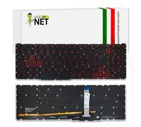new net - Tastiera Compatibile con Notebook Acer Nitro 5 AN515-55-50Z3, AN515-55-52KW, AN515-55-73GS, AN515-55-72Z3, AN515-55 [Senza Frame - Colore Tasti Rosso - Retroilluminata - Italiana]