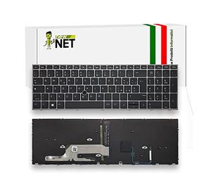 new net - Tastiera Compatibile con Notebook HP ZBook 15 G5 6KM71UP 6KM73US 6KM78UP 6KM77US 6KM92US 6KM84LP 6KN02US 6KN74EC [Frame Grigio Scuro - Trackpoint - Retroilluminata - Italiana]