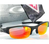 NEW Oakley FLAK JACKET Nero Opaco Galaxy Ruby Lenti Polarizzate Specchio oo9009