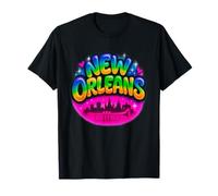 New Orleans City Retro Arcobaleno Skyline Art Maglietta