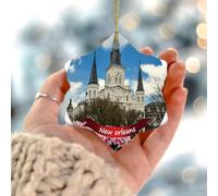 New Orleans - Decorazione per albero di Natale con paesaggio cittadino, architettura contemporanea, decorazione per albero di Natale, elegante palla di Natale in ceramica per famiglia, compleanno