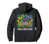 New Orleans e Mardi Balcone Gras Jazz Design Felpa con Cappuccio