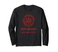 New Orleans Goth e Witchcraft Voodoo Rosso e Nero Gothic Maglia a Manica