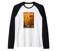 New Orleans Louisiana - Poster da viaggio vintage stile Maglia con Maniche Raglan